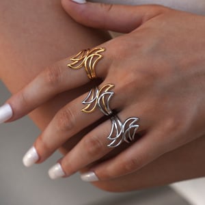 1 Piece Casual Irregular Shape Stainless Steel Gold Color Statement Rings h5 Picture4