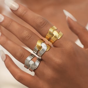 1 Stück Retro Minimalist Line Sense Edelstahl Statement Ringe für Damen h5 Bild3