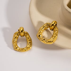 1 Piece Casual Irregular Shape Hammer Pattern Stainless Steel Women's Stud Earrings h5 Picture2