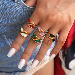 1 Piece Simple Irregular Shape Stainless Steel  Gold Color Statement Rings h5 Picture10
