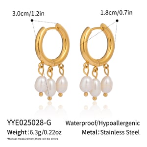 1 Pair Elegant Tassel Stainless Steel Gold Color Pearl Drop Earrings h5