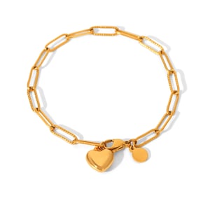 1 Piece Simple Heart Stainless Steel Gold Color Women's Chain Bracelets h5