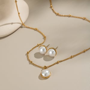 Daily Circle Stainless Steel Gold Color Women's Jewelry Sets h5 Picture2