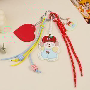 1 Piece  Adorable Cartoon Little Girl with Apple Shaped PU Women's Bag Charm h5 Picture4