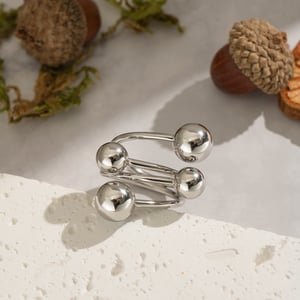 1 Stück Statement-Ring aus Edelstahl in Kugelform in Goldfarbe h5 Bild4