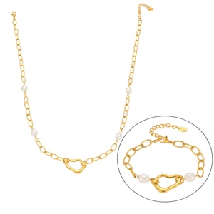 Classic Irregular Shape Stainless Steel Gold Color Women's Jewelry Sets h5 Picture7