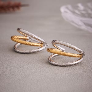 1 Pair Minimalist Circle Stainless Steel Gold Color Women's Hoop Earrings h5 Picture5