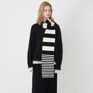 1 Piece Black&White Stripe Synthetic Fiber Women's Winter Scarves h5 Picture2