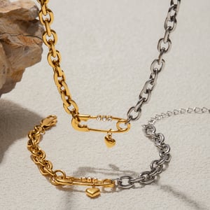 Romantische Büroklammer Edelstahl Gold Farbe Damen Schmuck Sets h5 Bild5