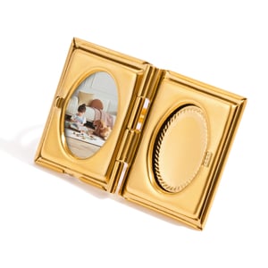1 Piece Romantic Rectangle Photo Album Stainless Steel Gold Color Statement Rings h5 Picture8