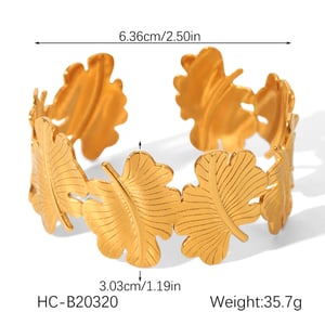 1 Piece Simple Series Daily Leaf Stainless Steel  Gold Color  Women's Bangles h5 Picture2