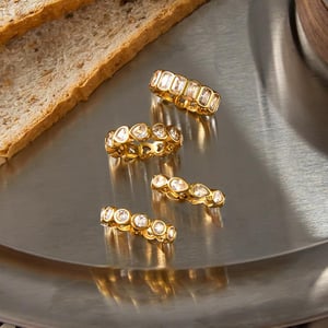 1 Piece Classic Geometric Stainless Steel Gold Color Women's Gemstone Rings h5 Picture2