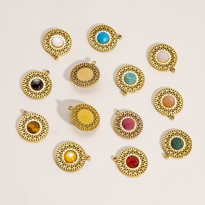1 Piece Luxurious  Retro Circle Stainless Steel  Natural Stone Women's Pendants h5 Picture3