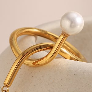 1 Piece Twist Stainless Steel Gold Color Zircon Women's Gemstone Rings h5 Picture5