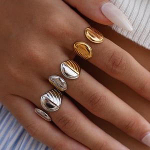 1 Piece Simple Series Daily Irregular Shape Stainless Steel   Gold Color  Statement Rings h5 Picture3