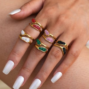 1 Piece Simple Irregular Shape Stainless Steel  Gold Color Statement Rings h5 Picture7