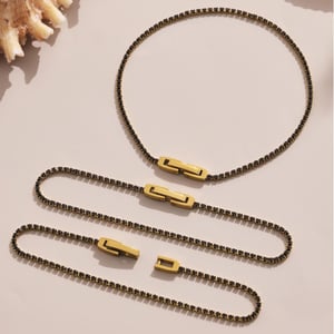 1 Piece Delicate Lines Stainless Steel Gold Color Zircon Women's Chain Bracelets h5 Picture5