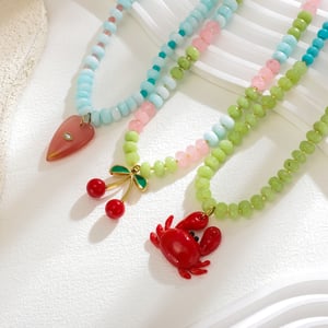 1 Piece Romantic Heart Stainless Steel Gold Color Natural Stone Women's Beaded Necklaces h5 Picture3