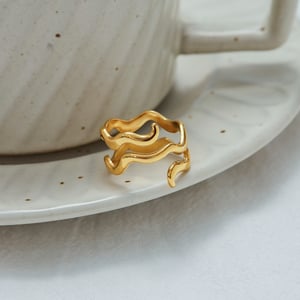 1 Piece Simple Curve Stainless Steel Gold Color Minimalist Rings h5 Picture5