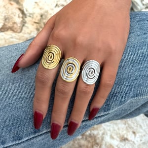 1 Piece Casual Circle Stainless Steel  Gold Color Women's Statement Rings h5 Picture9