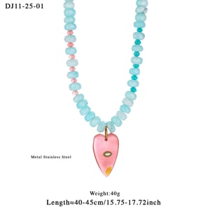 1 Piece Romantic Heart Stainless Steel Gold Color Natural Stone Women's Beaded Necklaces h5 Picture2