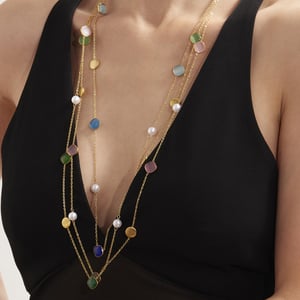 1 Piece Luxurious Rectangle Stainless Steel Gold Color Women's Pendant Necklaces h5 Picture4
