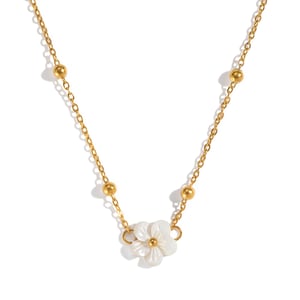 1 Piece Shell Flower Stainless Steel Gold Color Charm Necklace h5 Picture6