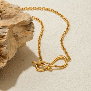 1 Piece Simple Irregular Shape Twist Stainless Steel Gold Color Women's Chain Necklaces h5 Picture3