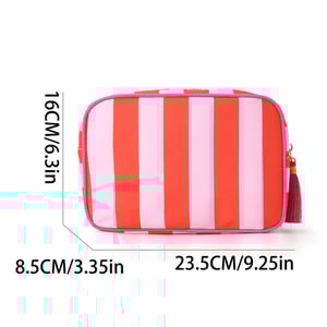 1 Piece Simple Series Casual Strip Canvas Women's Makeup Bags h5 Picture4