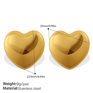 1 Pair Heart Stainless Steel Gold Color Stud Earrings h5