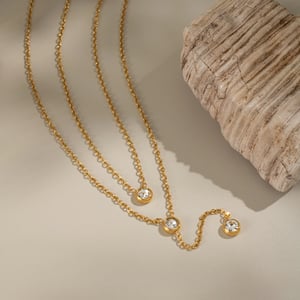 1 Piece Luxurious Tassel Circle Stainless Steel Gold Color Zircon Women's Pendant Necklaces h5 Picture4
