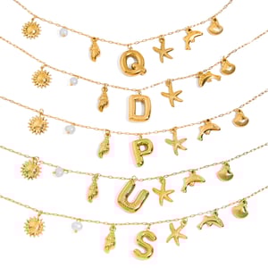 1 Stück glänzende Buchstaben-Anhänger-Halsketten aus Edelstahl in Goldfarbe für Damen h5 Bild5