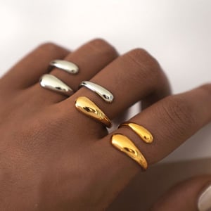 1 Piece Simple Droplet Stainless Steel  Gold Color  Statement Rings h5 Picture3
