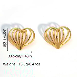 1 Pair Simple  Casual Heart Stainless Steel   Gold Color Women's Stud Earrings h5