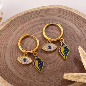 1 Pair Oceanic Stainless Steel Gold Color Drop Earrings h5 Picture3