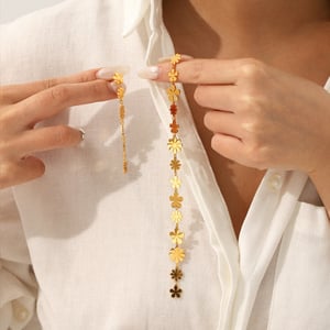 1 Pair Simple Flower Tassel Stainless Steel  Gold Color  Women's Drop Earrings h5 Picture5
