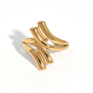 1 Stück lässige Statement-Ringe aus Edelstahl in unregelmäßiger Form in Goldfarbe h5