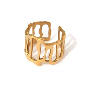 1 Piece Daily Irregular Shape Stainless Steel Gold Color Statement Rings h5