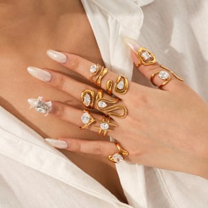 1 Piece Luxurious  Irregular Shape Stainless Steel  Zircon Women's Gemstone Rings h5 Picture5