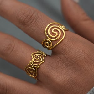 1 Piece  Simple Irregular Shape Stainless Steel  Gold Color Women's Statement Rings h5 Picture5