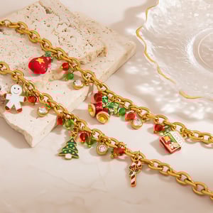 1 Piece Lovely Pendant Christmas DIY Stainless Steel  Women's Charm Bracelets h5 Picture5