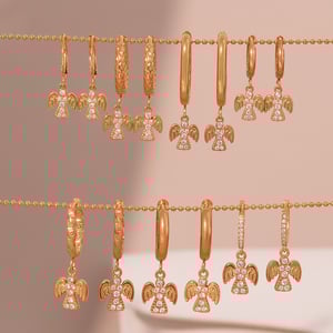 1 Pair Classic Angel Stainless Steel Gold Color Zircon Women's Drop Earrings h5 Picture3