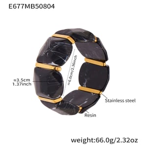 1 Piece Colorful Series Irregular Shape Resin Gold Color Women's Bangles h5
