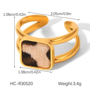 1 Piece Designer  Leopard Print Stainless Steel  Women's  Statement Rings h5 Picture2