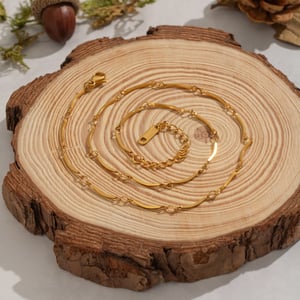 Einfaches Ketten-Set aus Edelstahl in Goldfarbe h5 Bild4