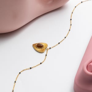 1 Piece Classic Heart Stainless Steel Gold Color Natural Stone Women's Pendant Necklaces h5 Picture5