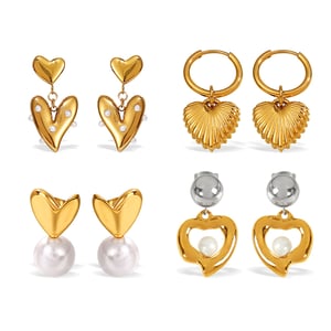 1 Pair Heart Stainless Steel Drop Earrings h5 Picture4