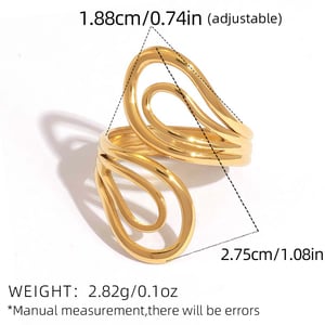 1 Piece Simple Series Retro Circle Stainless Steel  Gold Color  Statement Rings h5 Picture2