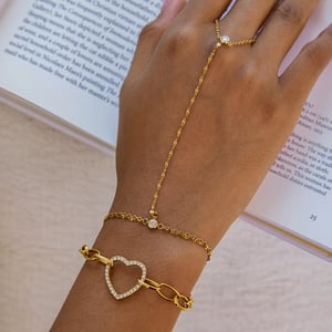 1 Piece Exquisite Heart Stainless Steel Gold Color Women's Charm Bracelets h5 Picture4