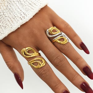 1 Piece Simple Hollowed-out Stainless Steel Gold Color Statement Rings h5 Picture3